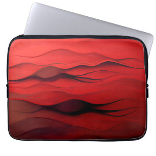 Capa Para Notebook Fluxo Carmesim – Ondas Abstratas Vermelhas em Movi