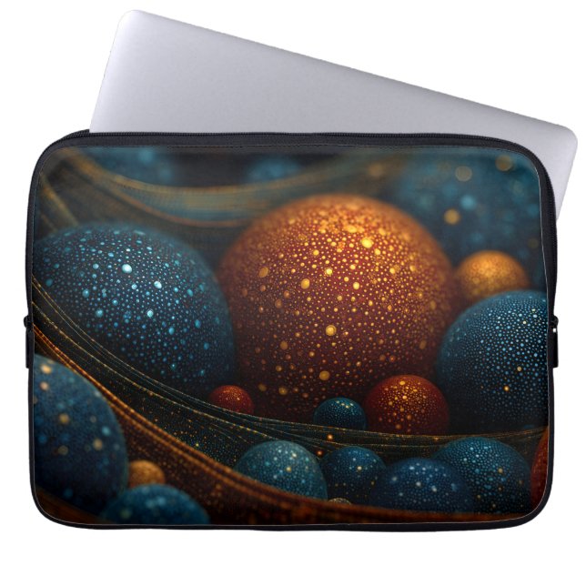Capa Para Notebook Fluxo Celestial: Esferas de Abstrato em movimento (Frente)