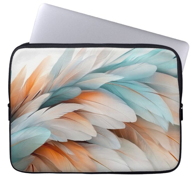 Capa Para Notebook Fluxo de Pena Abstrata – Elegância Suave (Frente)