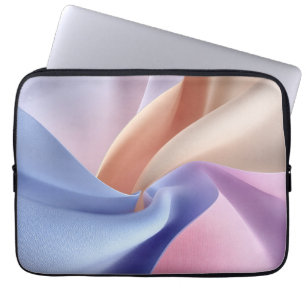 Capa Para Notebook Fluxo de Tecido Pastel Abstrato com Curvas Suaves