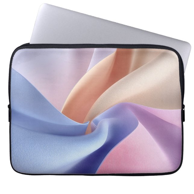Capa Para Notebook Fluxo de Tecido Pastel Abstrato com Curvas Suaves (Frente)