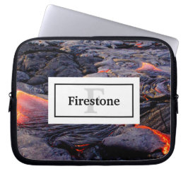 Capa Para Notebook Fluxo do Kilauea Lava com seu nome e monograma