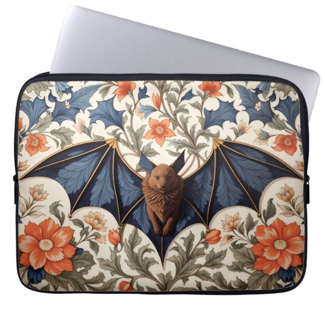 Capa Para Notebook Flying Bat William Morris Inspired Floral (Frente)
