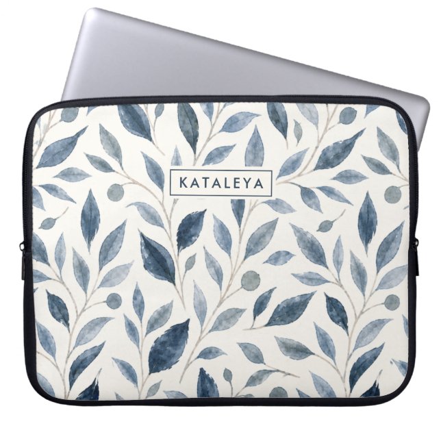 Capa Para Notebook Folha Azul Personalizado Elegante Custom (Frente)