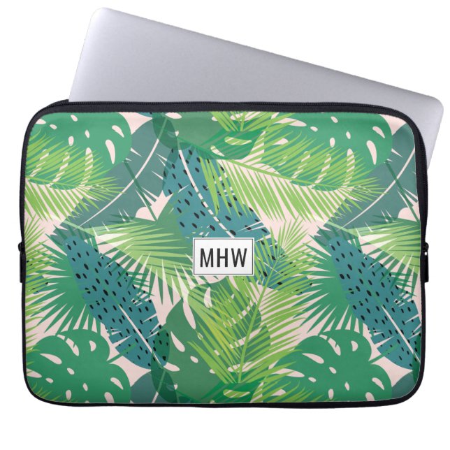 Capa Para Notebook Folha bolsas de laptop personalizadas de monograma (Frente)