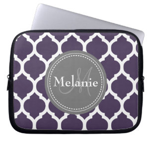 Capa Para Notebook Folha de Cinza e roxo monograma