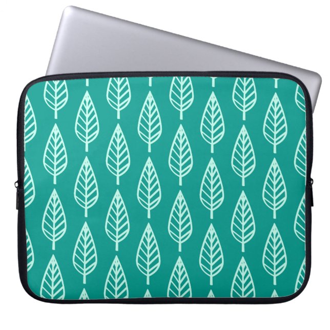 Capa Para Notebook Folha de faia - Peacock e aqua (Frente)