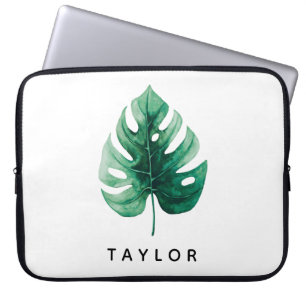 Capa Para Notebook Folha de Monstera Tropical Verde Legal