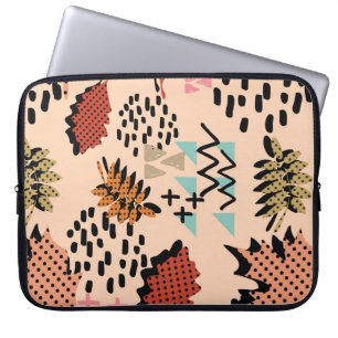 Capa Para Notebook Folha de outono de Memphis e folhas com geometa