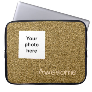Capa Para Notebook Folha personalizada de foto e dourada de texto
