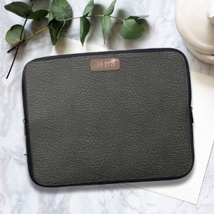 Capa Para Notebook Folha Preta de Couro Negra Na moda Moderna