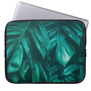 Capa Para Notebook folhagem da selva tropical,folha verde escura bac
