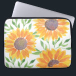 Capa Para Notebook Folhagem de Girassóis Amarelos<br><div class="desc">Esta bolsa de laptop única apresenta um girassol de cor d'água e um padrão foliar em tons de amarelo e verde. Porque nós criamos a nossa trabalho de arte,  você não encontrará esta imagem exata de outros designers. Original Watercolor © Michele Davies.</div>