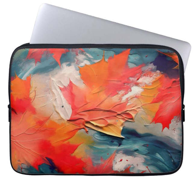Capa Para Notebook Folhas ao Vento – Movimento Abstrato de Outono (Frente)