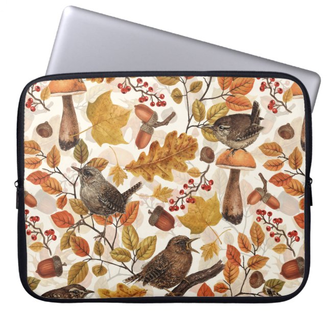 Capa Para Notebook Folhas, bagas, cogumelos e wrenes de outono (Frente)