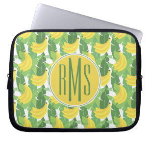 Capa Para Notebook Folhas da banana e monograma do teste padrão da