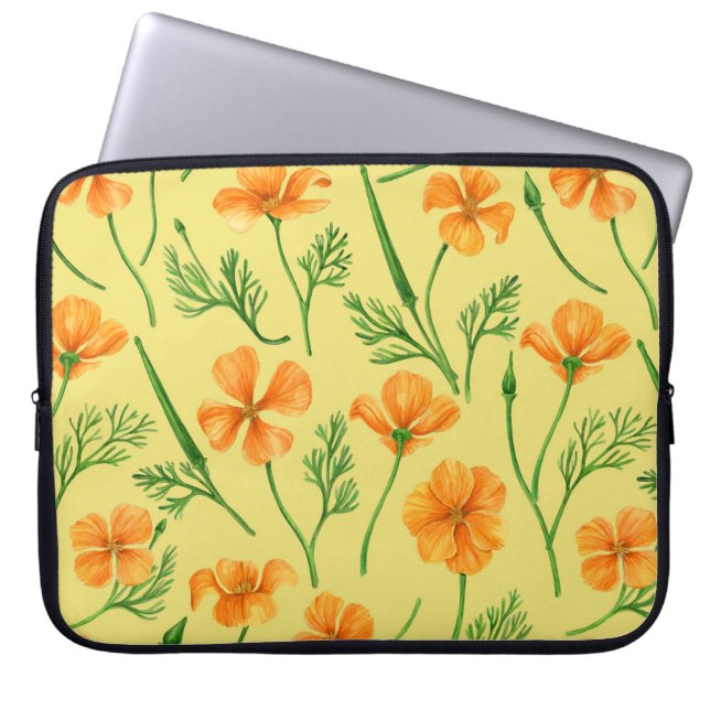Capa Para Notebook Folhas da Califórnia, flores no verão, verdinho (Frente)