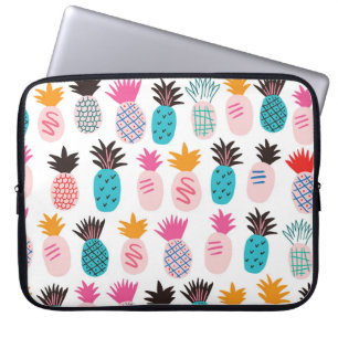 Capa Para Notebook Folhas de abacaxi coloridas, rabisco tropical.