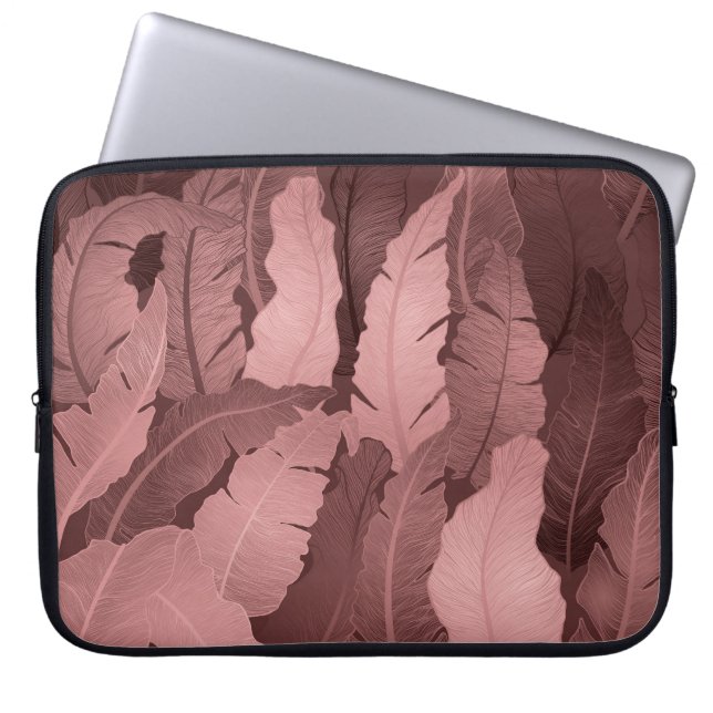 Capa Para Notebook Folhas de Banana Dourada rosa: Luxo (Frente)