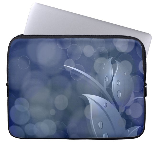 Capa Para Notebook Folhas de Bokeh Azul (Frente)