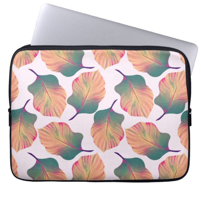 Capa Para Notebook Folhas de Canna Tropicanna em Pastel (Frente)