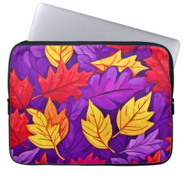 Capa Para Notebook Folhas de Cartoon Vivas: Roxo, Amarelo, Vermelho