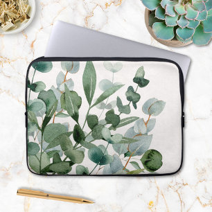 Capa Para Notebook Folhas de Folhagem Verde Aquarela