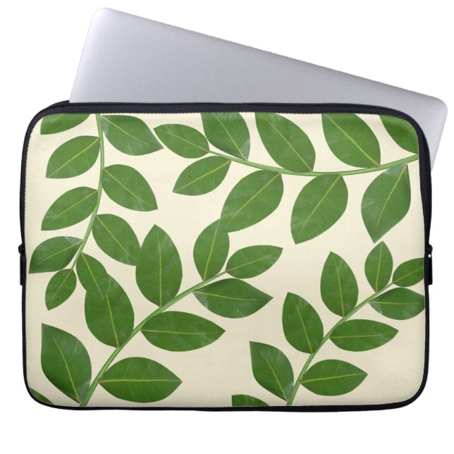 Capa Para Notebook Folhas de Louro Modernas e Elegantes em Marfim (Frente)