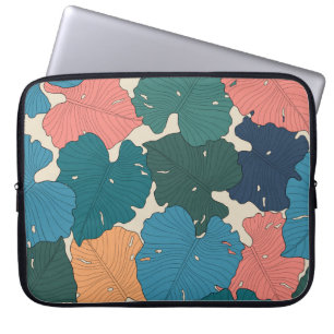Capa Para Notebook Folhas de monstera desenhadas à mão de laranja, ro