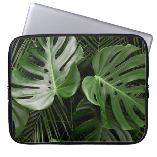 Capa Para Notebook Folhas de Monstera, layout tropical de luxo.
