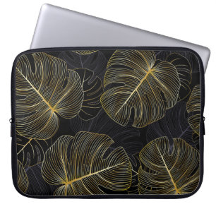 Capa Para Notebook Folhas de monstera ouro, floral romântico sem cost