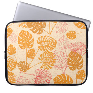 Capa Para Notebook Folhas de Monstera: silhueta tropical sem costura