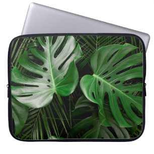 Capa Para Notebook Folhas de monstera verde e palmeiras