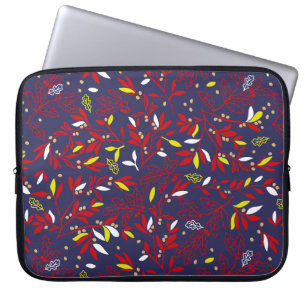 Capa Para Notebook Folhas de Outono Botânico Dourado Vermelho