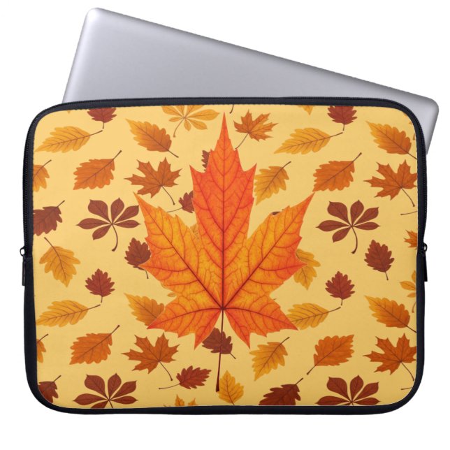 Capa Para Notebook Folhas de Outono Douradas (Frente)