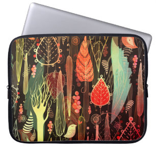 Capa Para Notebook Folhas de outono: padrão sem costura escuro.