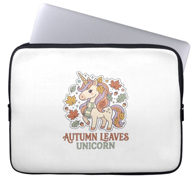 Capa Para Notebook Folhas de Outono Unicórnio Design Gráfico de Merch (Frente)
