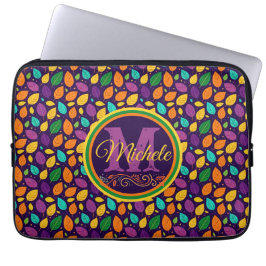 Capa Para Notebook Folhas de outono vibrantes de monograma