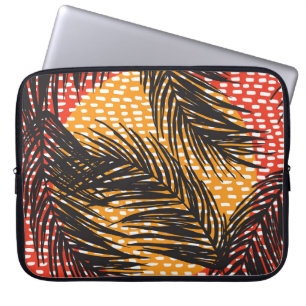 Capa Para Notebook Folhas de palma pretas, traços sem costura