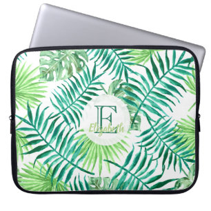 Capa Para Notebook Folhas de palmeiras tropicais, de turquesa e verde