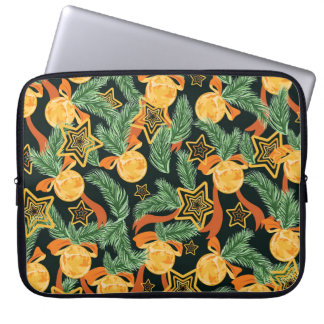 Capa Para Notebook Folhas de pinheiro, estrelas: padrão festivo