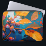 Capa Para Notebook Folhas de queda pintadas com óleo. Folhagem de out<br><div class="desc">Folhas de queda e bolsa de laptop de bagas de rowan. Abstrato moderno outono,  o óleo pintou a arte em cor azul-amarelo-alaranjada.</div>