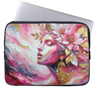Capa Para Notebook Folhas do rosto da mulher abstrato Elegante