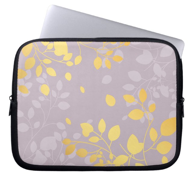 Capa Para Notebook Folhas Douradas 9 (Frente)