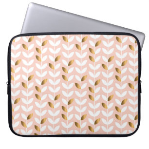 Capa Para Notebook Folhas Douradas Elegantes: Rosy Vintage.