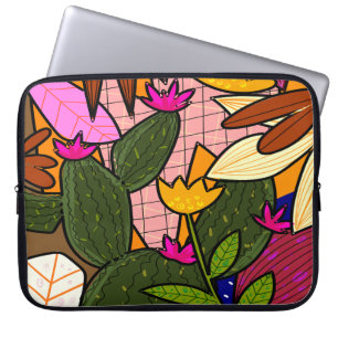 Capa Para Notebook Folhas e flores abstrato tropicais