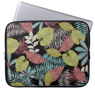 Capa Para Notebook Folhas escuras tropicais: Design de padrão têxtil