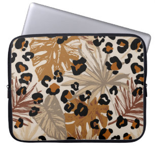 Capa Para Notebook Folhas tropicais abstrato e camouf-leopardo-grunha