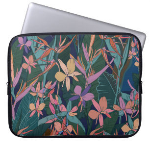 Capa Para Notebook Folhas tropicais, flores: vintage forrada.