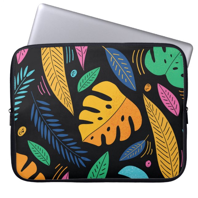 Capa Para Notebook Folhas tropicais modernas: fundo sem costura. (Frente)